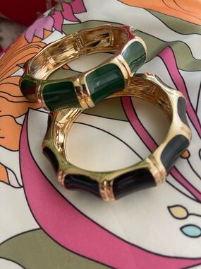BAMBOO Bangle Set with Green and Black Enamel (sold separately $25 each)